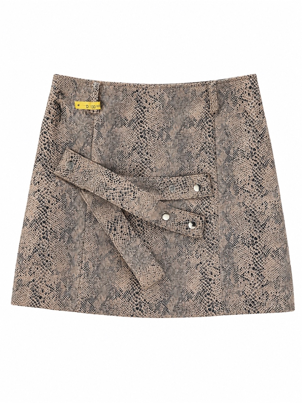 Snake-Print Mini Skirt - Beige #Y2K